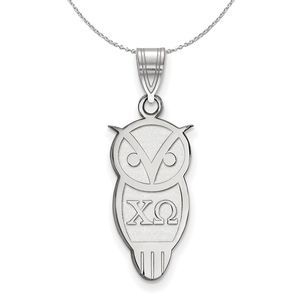 Sterling Silver Chi Omega Medium Pendant Necklace - 16 Inch